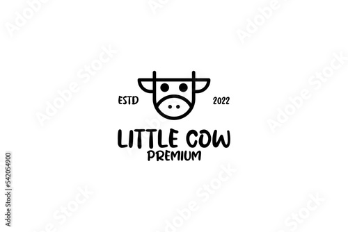 Cute head cow logo design vector illustration