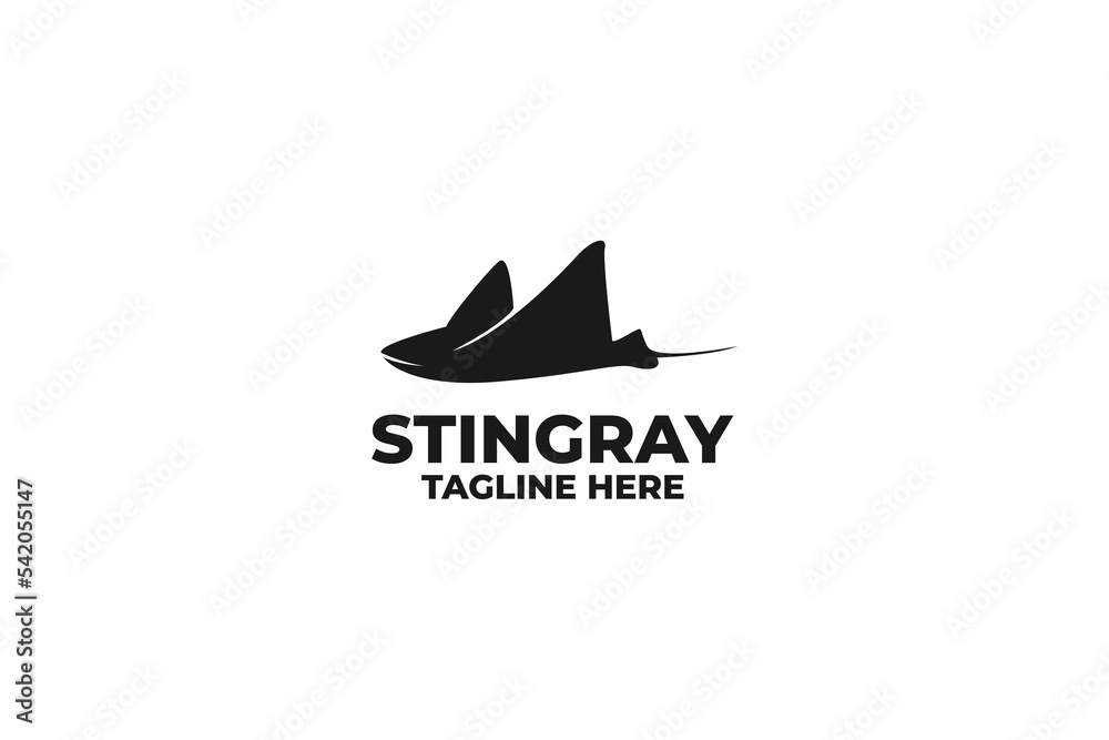 Flat stingray simple silhouette logo design vector illustration
