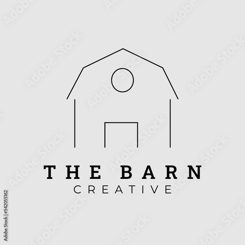 the simple barn line art logo vector illustration design