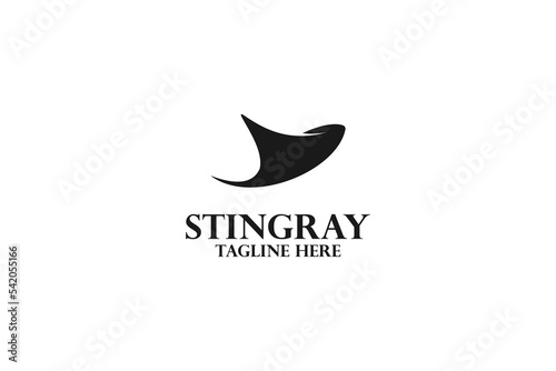 Flat stingray simple silhouette logo design vector illustration