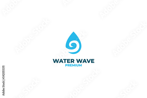 Flat water drop wave logo design vector illustration
