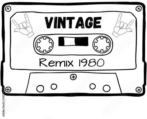 A remix for your birth year. Vintage audio cassette to listen to your 80's music.
