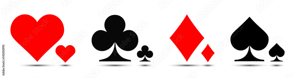 Set card suit icon vector, playing cards symbols sign - vector