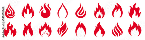 Set of fire. Different flames. Icon illustration for design - vector