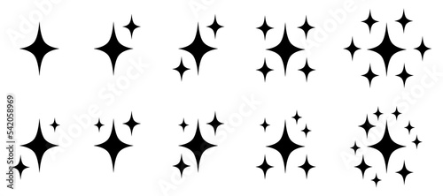 Stars set icons logo, social media stories icon, different sparkle star shapes icon collection, rating star signs collection – stock vector