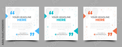 Set of Social media post template with abstract colorful shape illustration