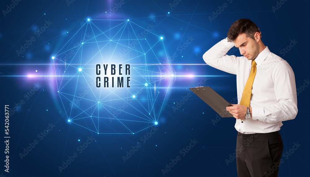 businessman thinking about security concept businessman thinking about security concept