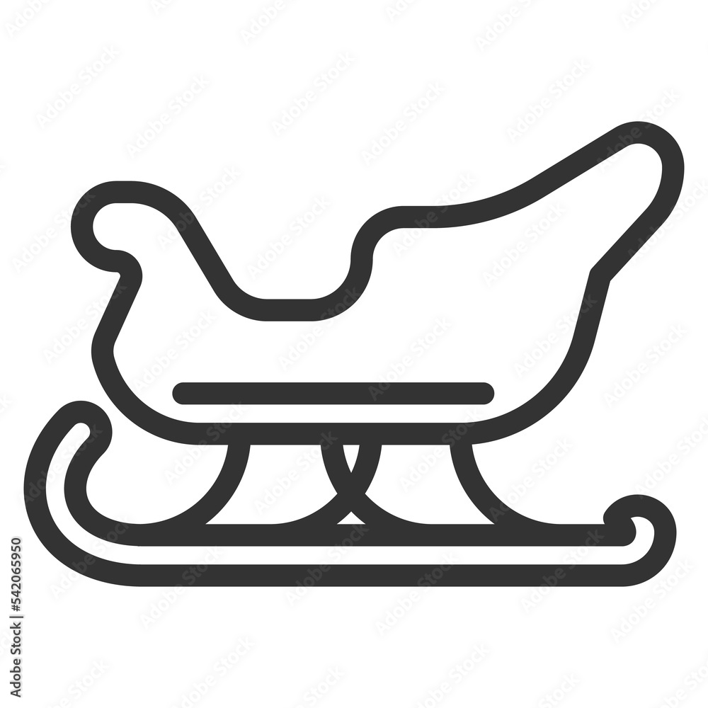Sleigh of Santa Claus - icon, illustration on white background, outline style Sleigh of Santa Claus - icon, illustration on white background, outline style