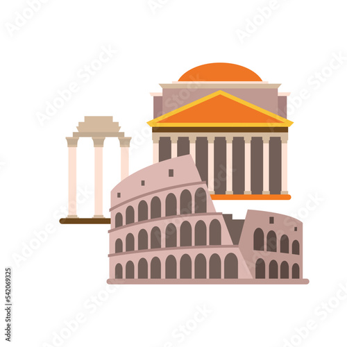 Pantheon, Colosseum, and Roman Forum.