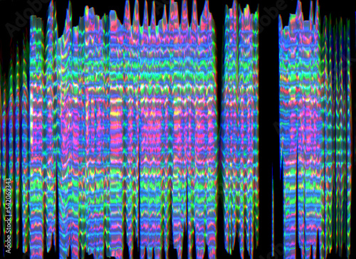 3d Holographic Neon Foil on black Background. Abstract Iridescent Wallpaper art. Holo Glitch Colorful Pastel gradient