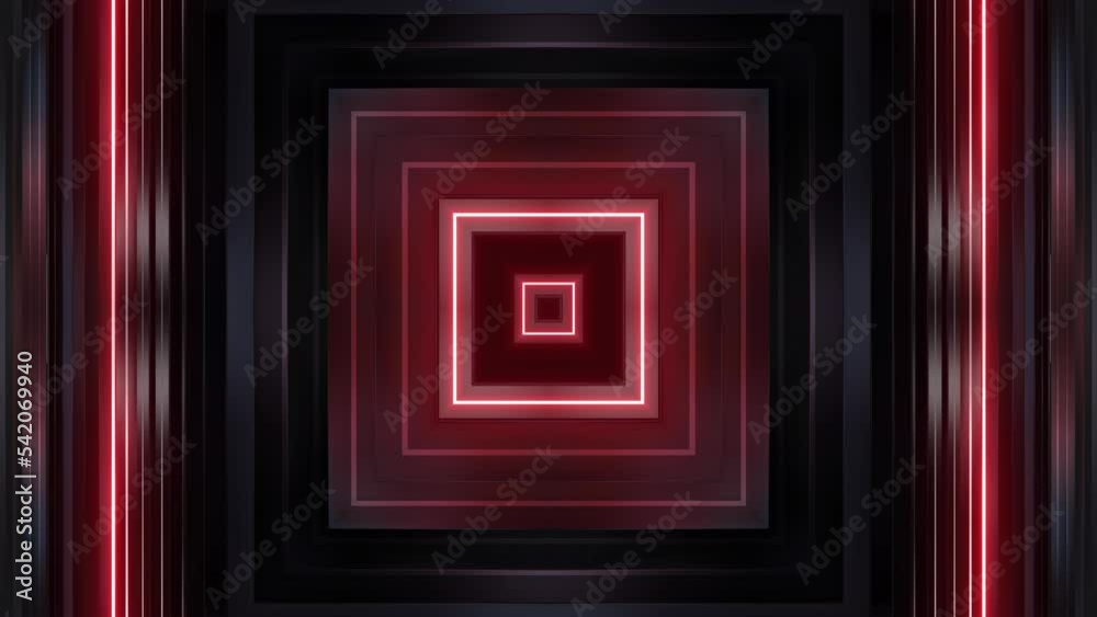 4k Red Neon Glowing Blocks Loop