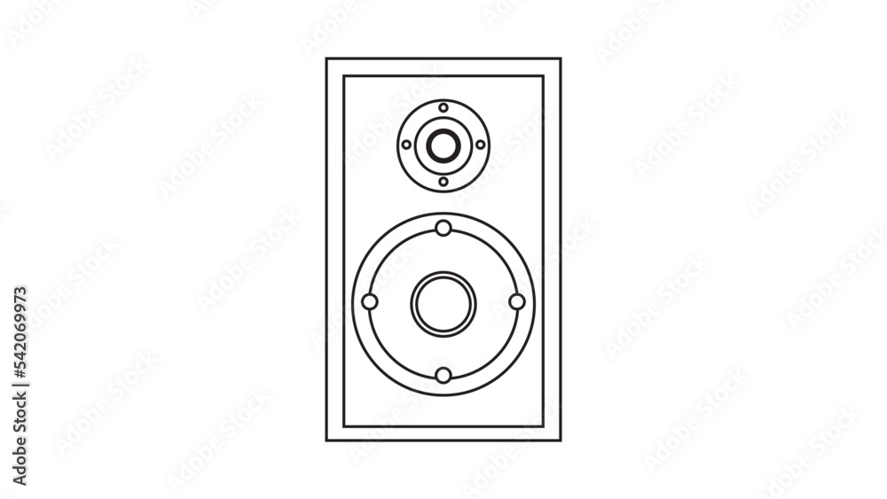 Large audio music loudspeakers with speakers for playing retro music from the 70s, 80s, 90s. Black and white icon. Vector illustration Large audio music loudspeakers with speakers for playing retro music from the 70s, 80s, 90s. Black and white icon. Vector illustration