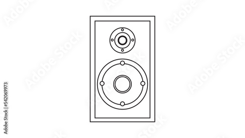 Large audio music loudspeakers with speakers for playing retro music from the 70s, 80s, 90s. Black and white icon. Vector illustration
