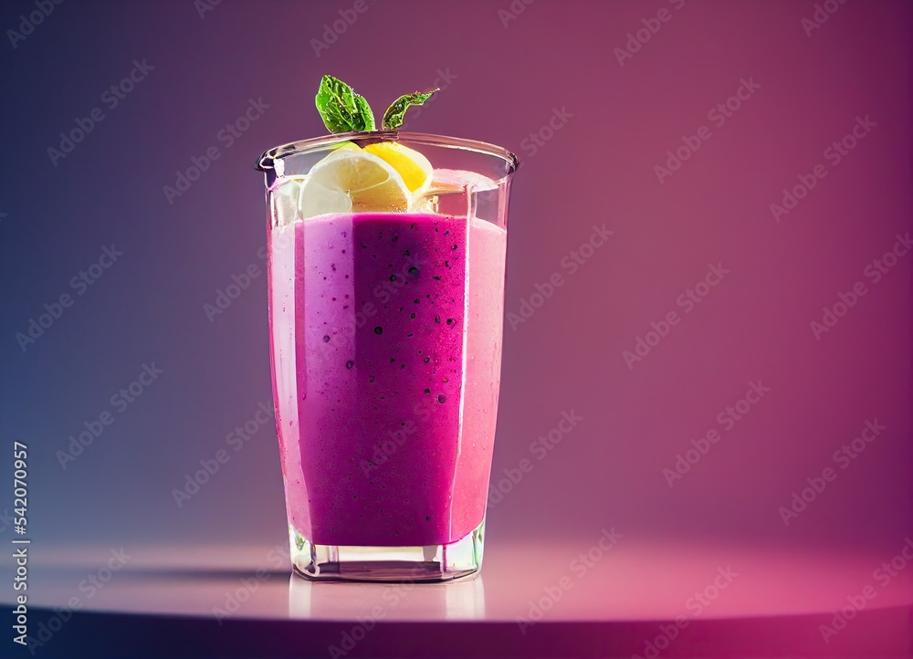 Purple blueberry based healthy smoothie with mint and lemon Purple blueberry based healthy smoothie with mint and lemon