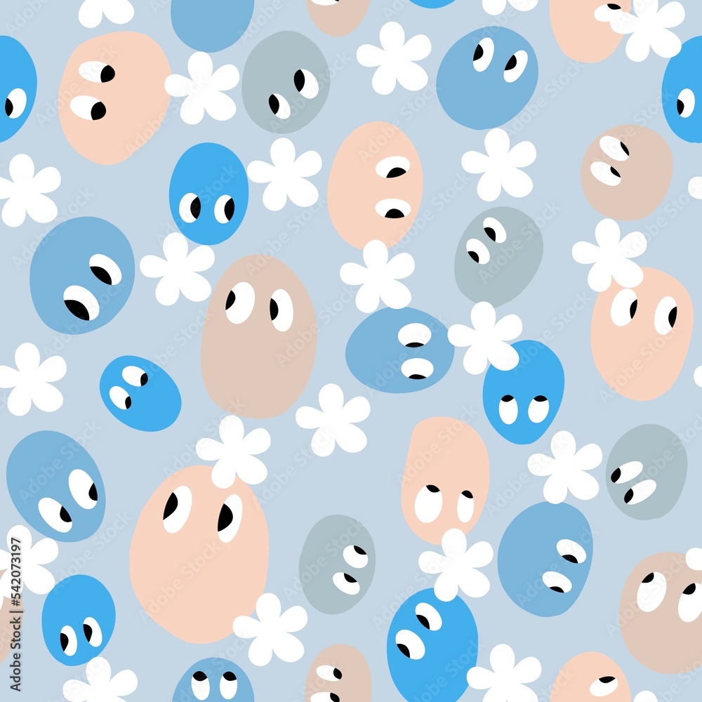 Cartoon beans seamless polka dots monsters pattern for wrapping paper and fabrics and linens and kids Cartoon beans seamless polka dots monsters pattern for wrapping paper and fabrics and linens and kids