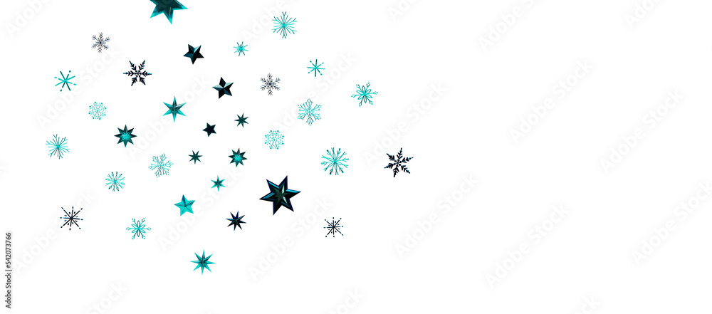 Snowflakes and bokeh lights on the blue Merry Christmas background. 3D render Snowflakes and bokeh lights on the blue Merry Christmas background. 3D render