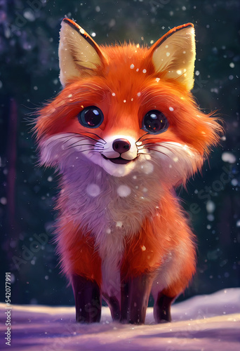 Cute red fox in the snow © Ben
