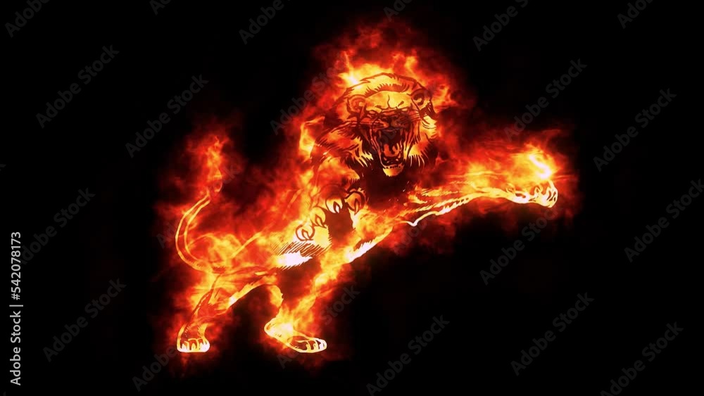 Fire Burning Lion Logo Looping Animation Graphic Element Fire Burning Lion Logo Looping Animation Graphic Element
