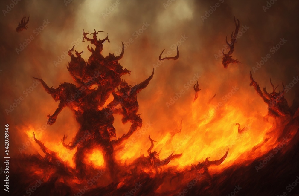 Demonic Creature With A Sword In His Hand And A Demon On His Back In A 