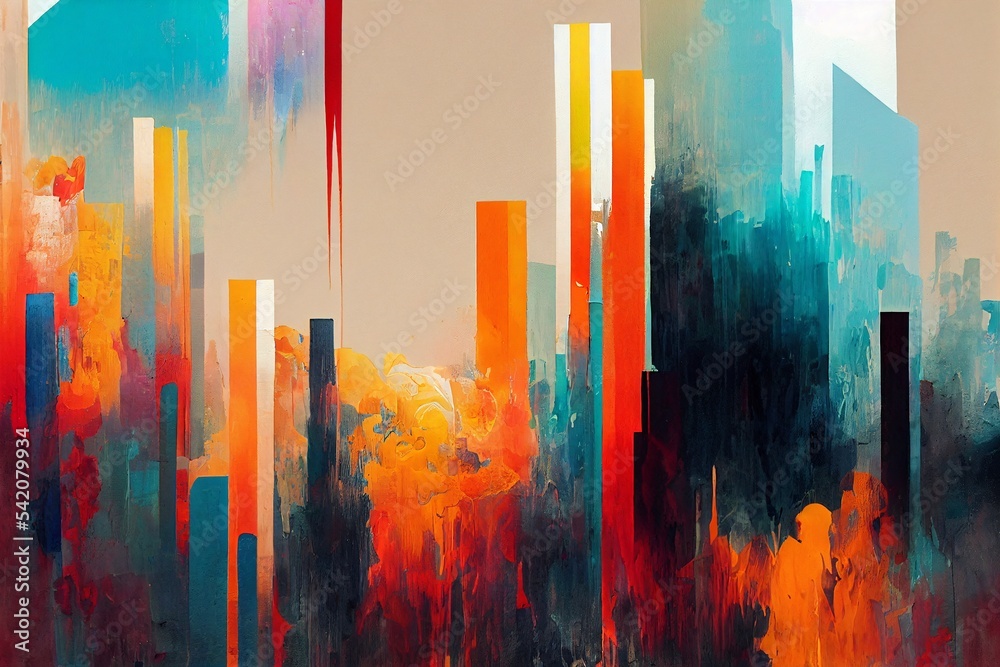 abstract colorful background with brush strokes in vivid colors for a banner or wallpaper - obrazy, fototapety, plakaty 