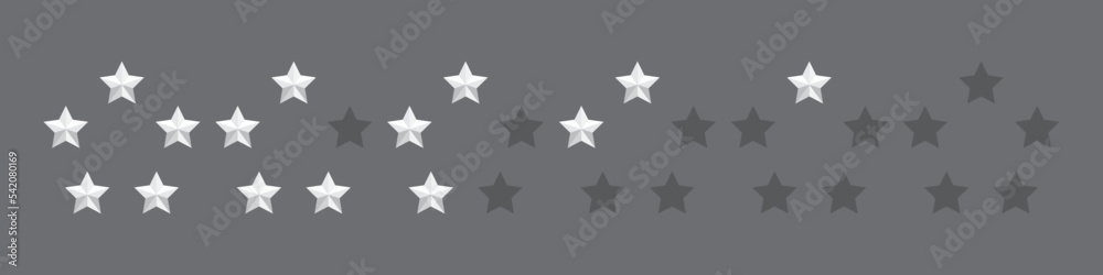 Star icon. Star in circle. 5 stars rating. Set of five white stars. Realistic star set vector icon. Feedback concept. Vector illustration Star icon. Star in circle. 5 stars rating. Set of five white stars. Realistic star set vector icon. Feedback concept. Vector illustration