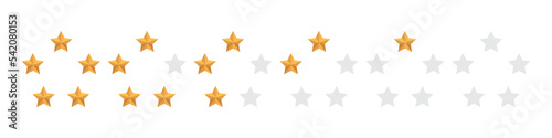 Star icon. Star in circle. 5 stars rating. Set of five yellow stars. Realistic gold star set vector icon. Feedback concept. Vector illustration