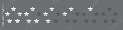 Star icon. Star in circle. 5 stars rating. Set of five white stars. Realistic star set vector icon. Feedback concept. Vector illustration