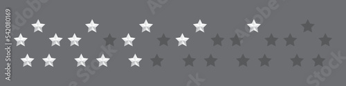 Star icon. Star in circle. 5 stars rating. Set of five white stars. Realistic star set vector icon. Feedback concept. Vector illustration