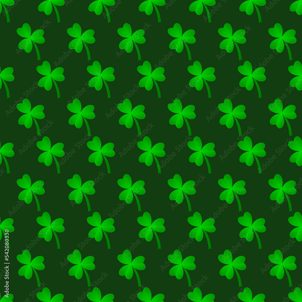Green clover leaves seamless pattern. Minimal vector background. Clover sign symbol pattern. Vector illustration Green clover leaves seamless pattern. Minimal vector background. Clover sign symbol pattern. Vector illustration