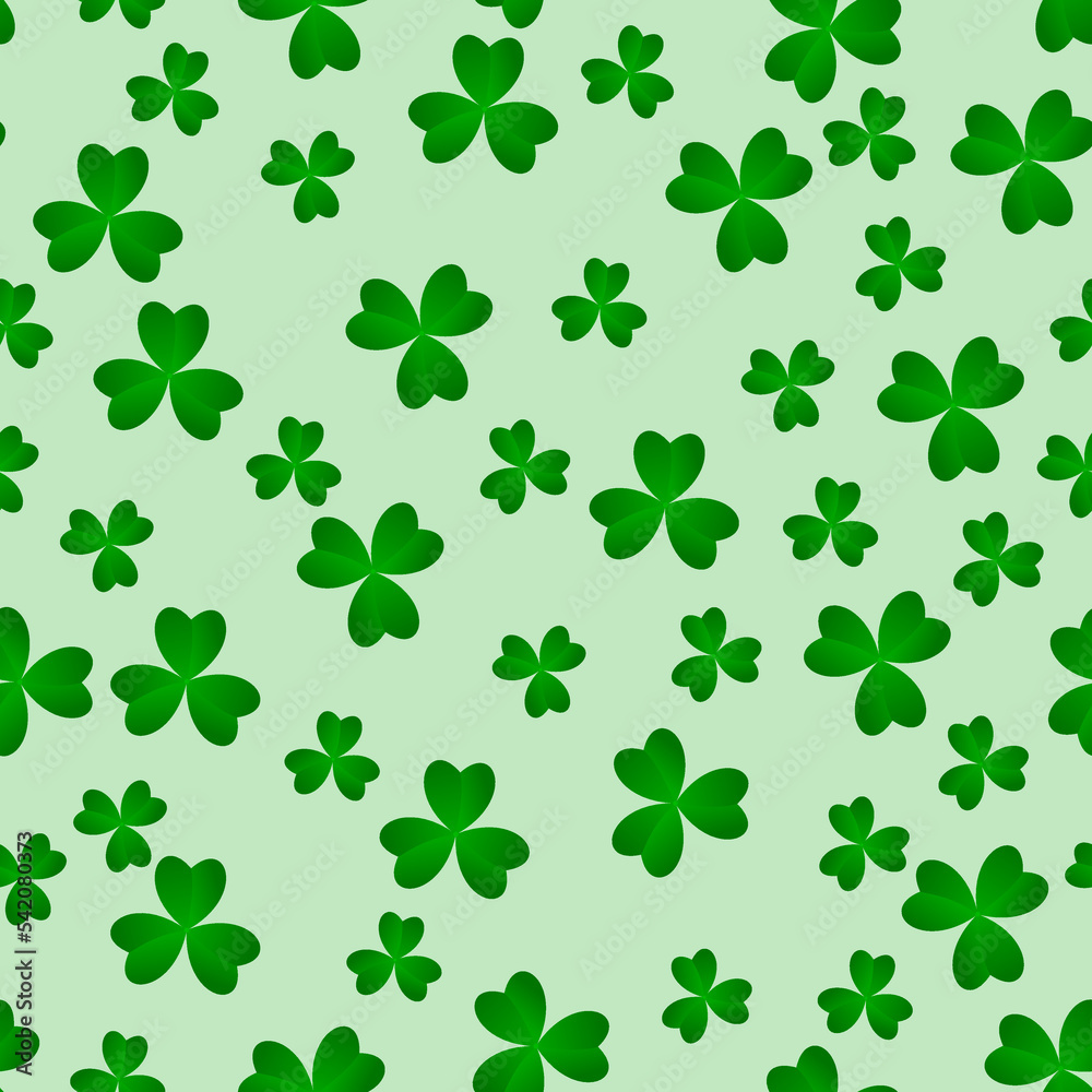 Green clover leaves seamless pattern. Minimal vector background. Clover sign symbol pattern. Vector illustration Green clover leaves seamless pattern. Minimal vector background. Clover sign symbol pattern. Vector illustration