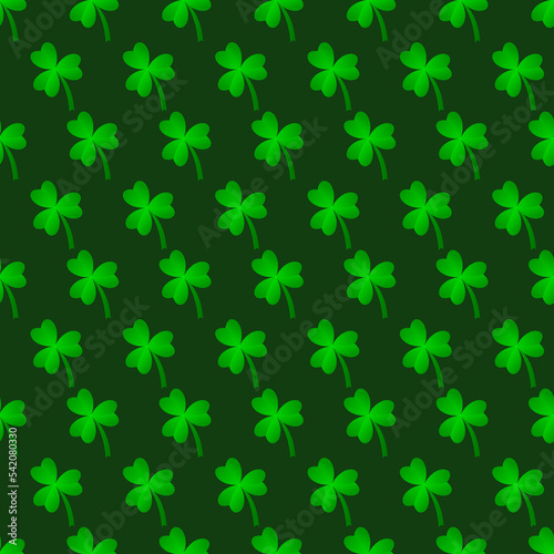 Green clover leaves seamless pattern. Minimal vector background. Clover sign symbol pattern. Vector illustration