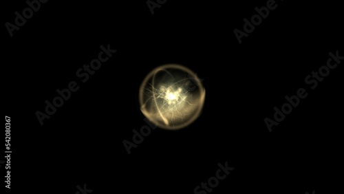 sci-fi hud magic explosion and burning dots and particles in circle shape, effect for overlay, futuristic design element. Black background