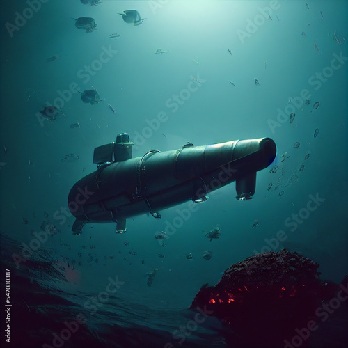 Wallpaper Mural Submarine at periscope depth. 3D illustration.	 Torontodigital.ca