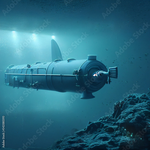 Wallpaper Mural Submarine at periscope depth. 3D illustration.	 Torontodigital.ca