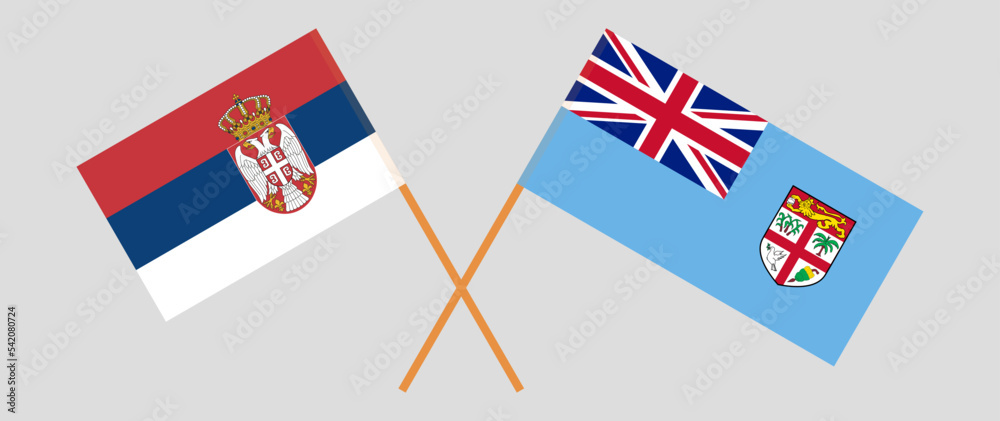 Crossed flags of Serbia and Fiji. Official colors. Correct proportion Crossed flags of Serbia and Fiji. Official colors. Correct proportion