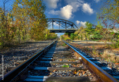 Abandoned Railroad Tracks Along Lehigh Canal in Bridge Bethlehem Pennsylvania photo