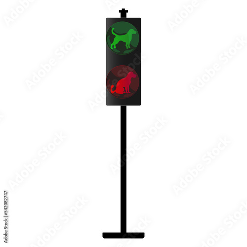 Pets toilet for dogs. Night traffic lights Set in cartoon style. Red light above green. Colorful PNG illustrationm photo