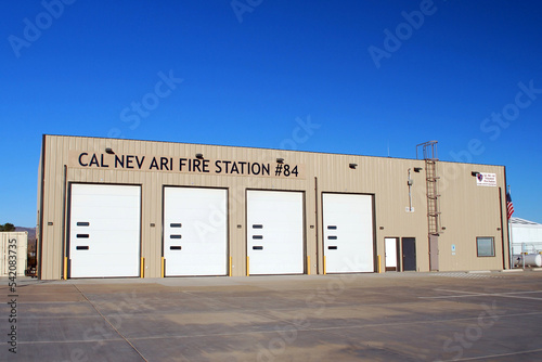 October 19, 2018 Cal Nev Ari Nevada USA. Cal Nev Ari Volunteer Fire Department Clark County Nevada firehouse.  photo