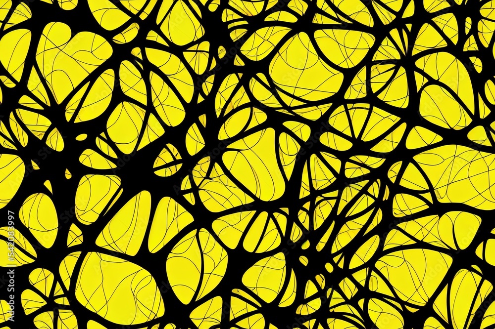 2d illustrated seamless pattern. Abstract texture with contrast diagonal waves. Creative distorted background. Decorative black, white and illuminating yellow design. Can be used as swatch for