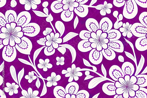 Floral fabric background with paisley ornament. Seamless 2d illustrated pattern