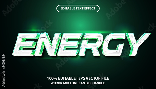 Energy editable text effect template, green neon light futuristic style
