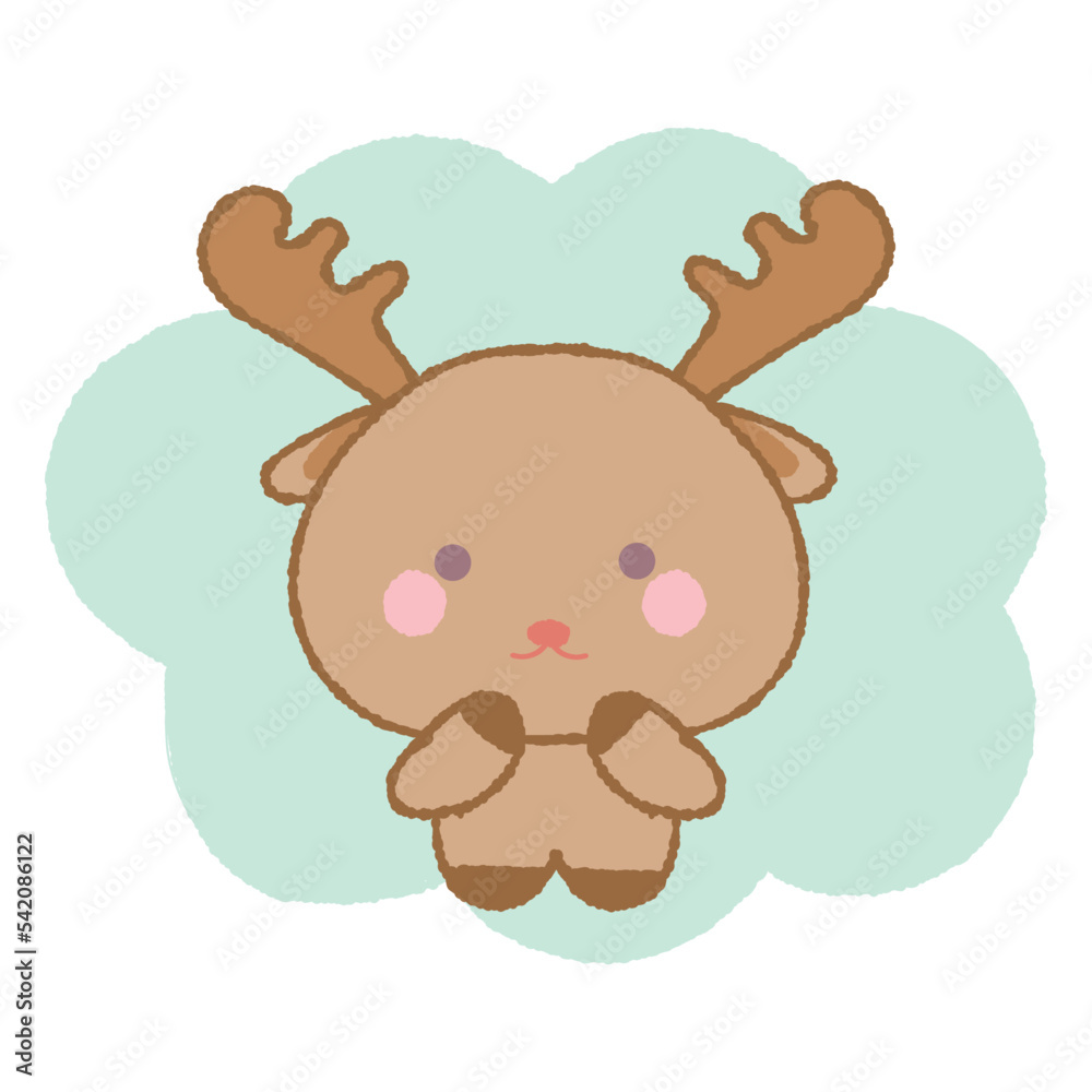 Cute baby moose, reindeer, deer, elk. Hand drawn vector illustration in crayon colored texture isolated on white background. Cute baby moose, reindeer, deer, elk. Hand drawn vector illustration in crayon colored texture isolated on white background.