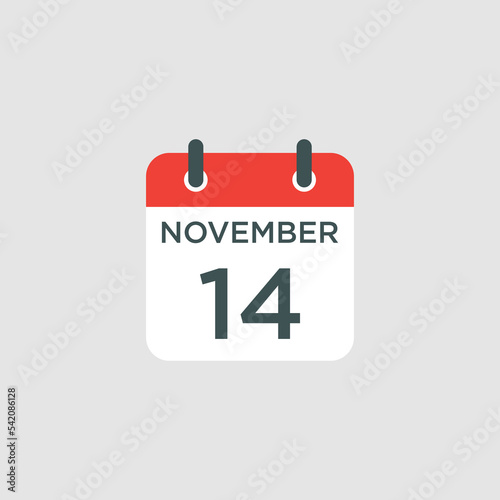 calendar - November 14 icon illustration isolated vector sign symbol