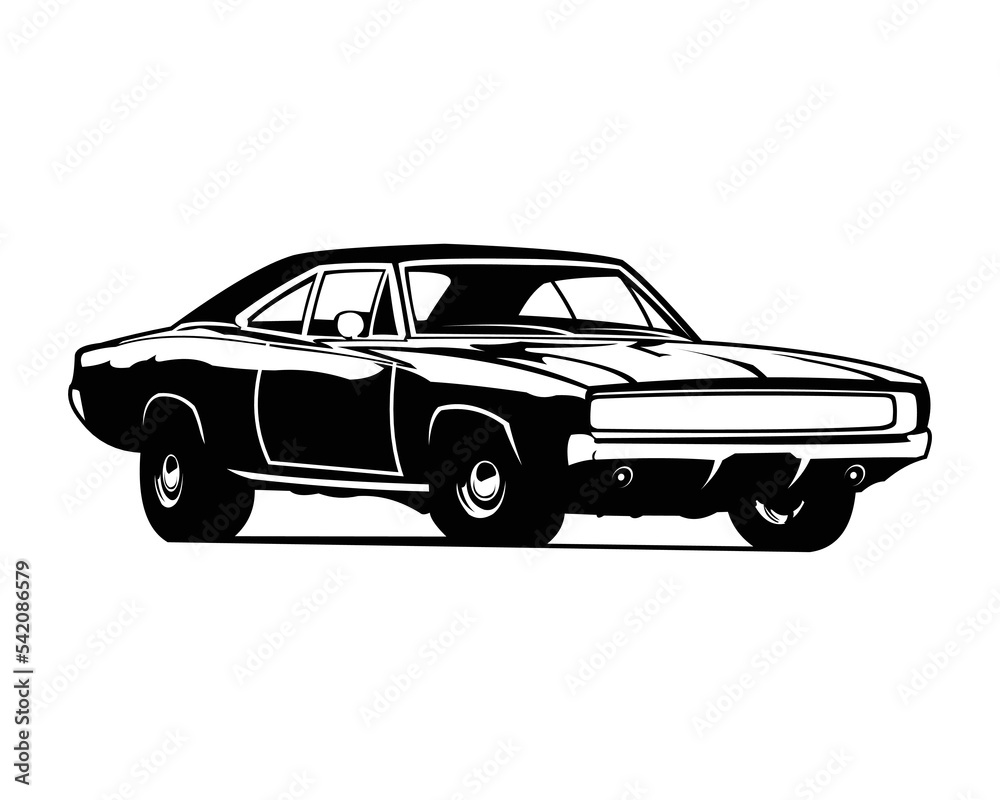 dodge challenger muscle car isolated on white background side view. best for car related company industry