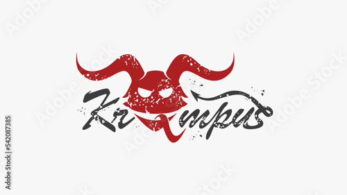 krampus grunge design with devil element stock vector