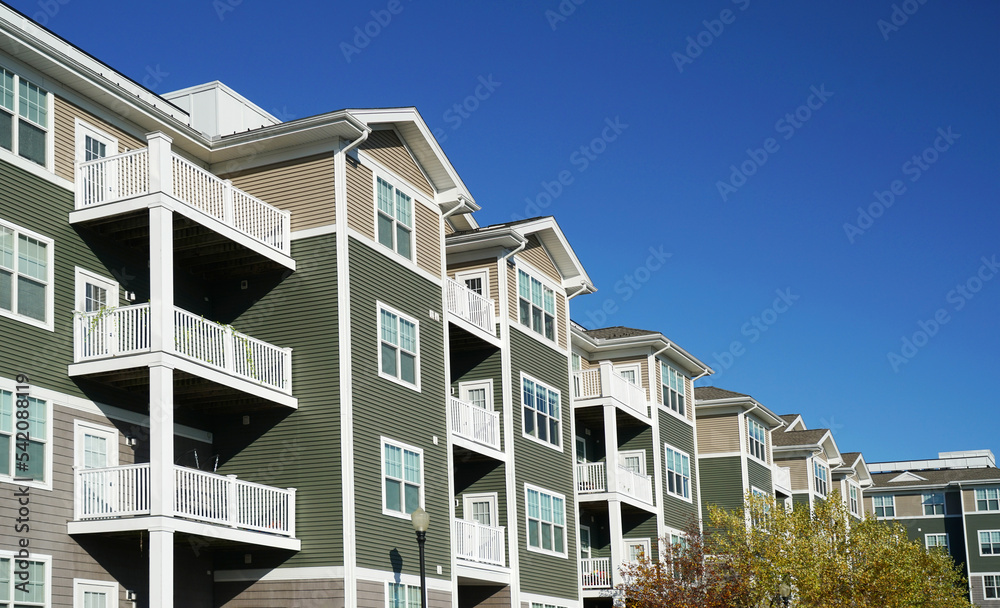 close up on modern rental apartment buildings