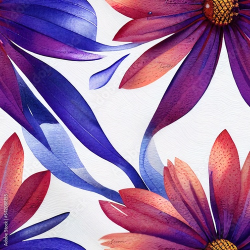 Wallpaper Mural seamless watercolor flower design with digital texture Torontodigital.ca