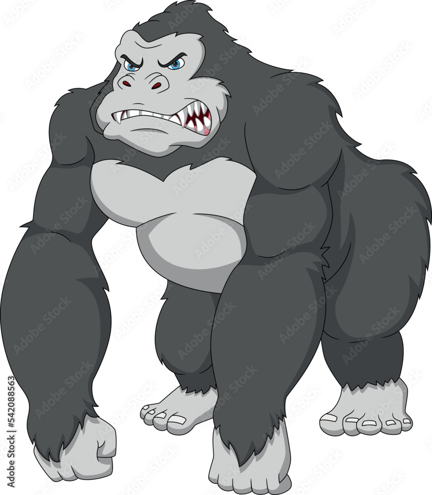 Naklejka premium cartoon angry gorilla on white background