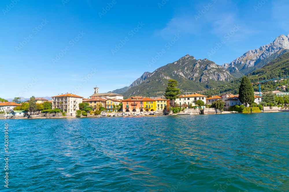 The Italian town and commune of Mandello del Lario, Italy, in the province of Lecco on the shores of Lake Como.