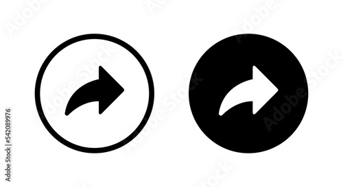 Share arrow, send icon vector isolated on circle background